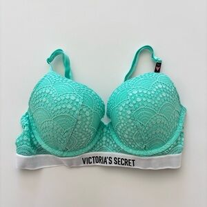 Victoria's Secret Perfect Shape Logo Lace Bra Seafoam Green